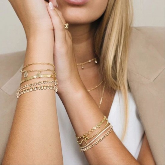 4 PCS Bead Bracelet For Women Beaded Ball Paper Clip Bracelet Stretchable Elastic Bracelet Set 4 PCS Bead Bracelet For Women Beaded Ball Paper Clip Bracelet Stretchable Elastic Bracelet Set